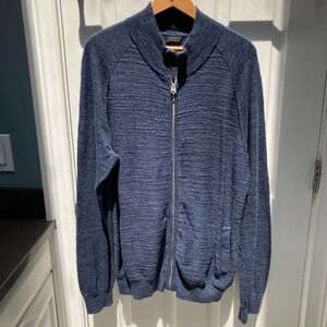 J. Crew Blue Men's Full Zip Dual Pocket Sweater Size Large